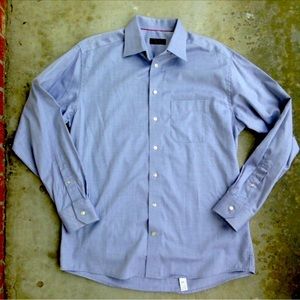 EUC ETON Herringbone Dress Shirt Blue/Gray 16/41